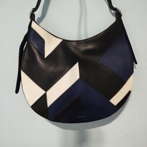 RADLEY LONDON Black, Blue, and White Hobo Bag，real leather！